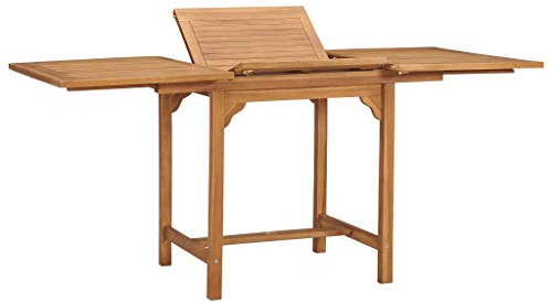 FIRBNUS Ausziehbarer Terrassentisch mit Schirmloch Klapptisch Garten Esstisch Rechteckige Gartentisch Holztisch Dining Table Witterungsbeständigkeit Balkontisch Outdoor Massivholz Teak