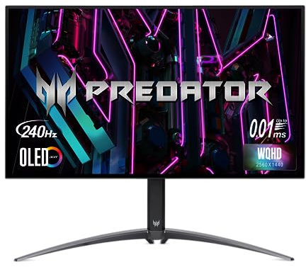 acer Predator X27U | 27 WQHD 2560 x 1440 OLED Gaming Monitor | AMD FreeSync Premium | Up to 240Hz | Up to 0.01ms | 1000nits@HDR 3% | DCI-P3 99% | Delta E<1 | USB Type-C, DP 1.4 & 2 x HDMI 2.0