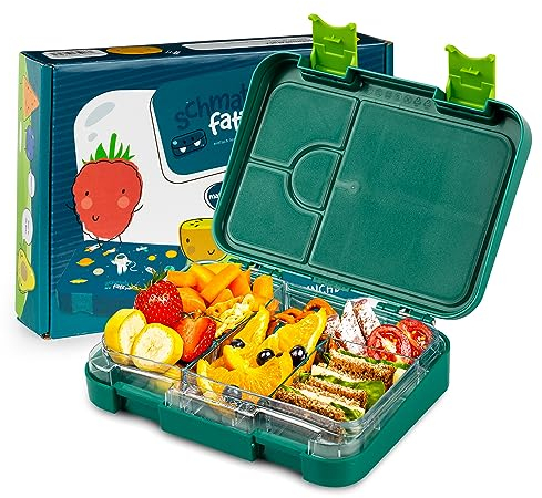 Schmatzfatz Lunch Box per Bambini con Scomparti - Bento Box Porta Pranzo, Merenda Colorato e Senza BPA, Sistema Scuola Anti Perdite e Lavabile in Lavastoviglie