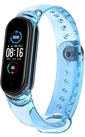 KUTEWEU Cinturino Compatibile con Xiaomi Band 7 Cinturino, Cambiamento di colore trasparente Silicone Braccialetto di Ricambio Accessori Sportivo Cinturino per Xiao mi Band 7 Smartwatch (Blu)