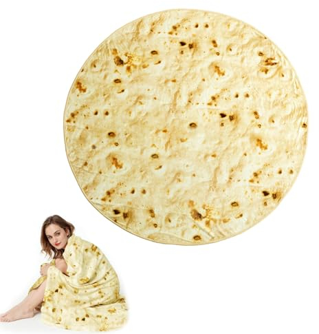 badaren Burrito Tortilla Decke, Weicher Warme Burrito Decke, Runde Essen Decke aus Korallenvlies, Einseitig Sofadecke Reisedecke für Schlafzimmer im Freien, Alle Jahreszeiten (120CM)