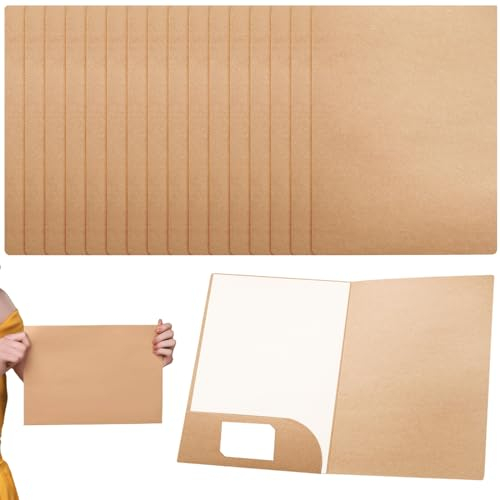 16 Stück Dokumentenmappe A4 Kraftpapier: Präsentationsmappe mit Kartenschlitzen, 310 x 220 mm Ordner projektmappen, Ringordner Papier für Büro, Zuhause, Schule und Business (Braun)