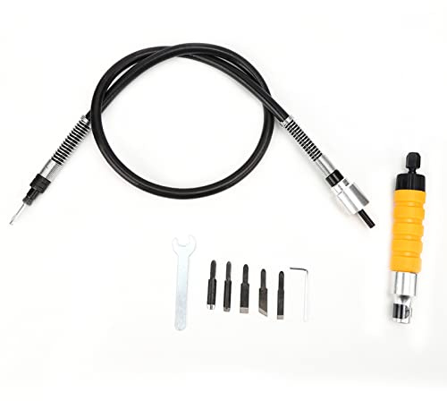 Ensemble de Ciseaux électriques pour le Travail du Bois, sans Effort, Poignée Jaune, Acier Inoxydable, Caoutchouc, 5 Lames, Se Connecte aux Machines jusqu'à 12 000 Tr/min