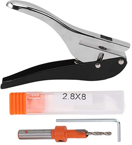 BORDSTRACT Hålslag, 8 Mm Stål Exakt Positionering Halksäker Mini Metall Håltång Med Halkfri Bas Och Papperskorg(Sealing Skin Punching Pliers)