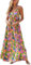 CUPSHE Damen Kleid V Ausschnitt Twist vorne Blumendruck Verstellbares Cami Maxikleid Freizeitkleider Boho Beach Maxi Dress Tropisches Blumenmuster M