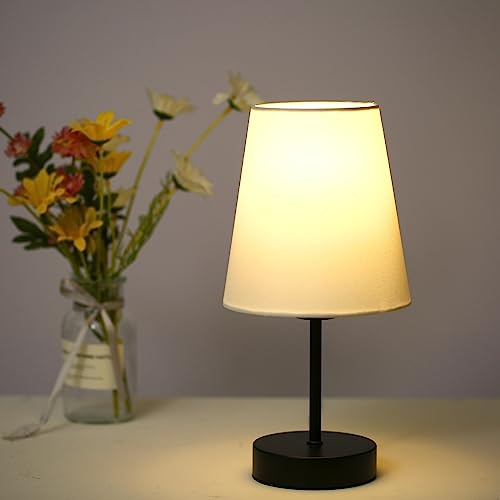 Lixada Tischlampe Wohnzimmer Nachttischlampe Touch- Dimmbar Warmweiß Licht mit Stoff Lampenschirm USB Ladefunktion, 3 Lichtfarben Led Lampe für Modern Deko Schlafzimmer,Wohnzimmer,Nachttisch