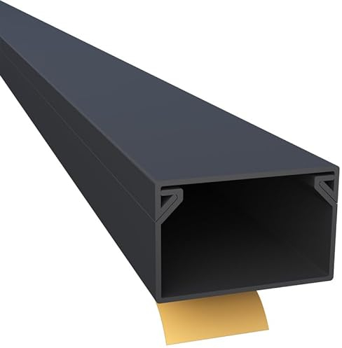 CILSON WDK2516SS 1700150 Kabelkanal Selbstklebend 25x16mm 2m, Schwarz - 2 Stück 1 m / 1000 mm, Breite und Flache Kabelabdeckung, Einfaches Zuschneiden