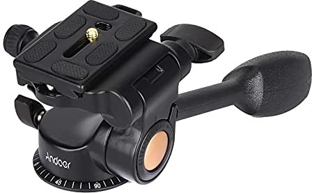 HUIOP Q08 Trépied Vidéo Rotule 3-Way Fluid Head culbuteur avec Plaque de Sortie Rapide pour DSLR Camera Tripod Manfrotto