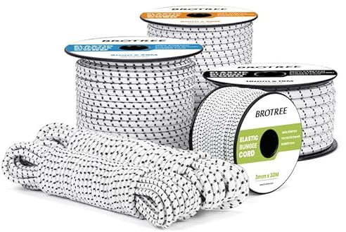 Brotree Gummiseil Expanderseil 10mm x 10m Weiß&Schwarz - Planenseil Spanngummi Spannseil Wetterfest für Plane, Anhängerplane, Zelte, Camping, Netz
