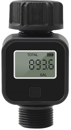 Gartenschlauch Wasserzähler, LCD Schlauch Wasserzähler, RV Wassertank Füllung Durchflussmengenmesser, Vielseitiger Rasensprinkler Wasserverbrauchsmonitor mit LCD-Display Funktionen für den