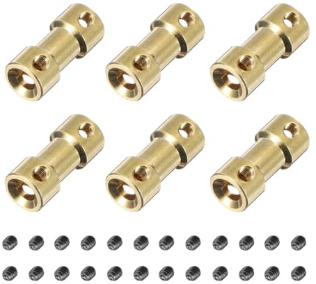 QUARKZMAN 6 Stück 5mm auf 5mm Messingwellenkupplung Motorwellenkupplung | Mit Schrauben, Flexibler, Für RC-Modellauto Flugzeugmotor Räder Reifen Welle