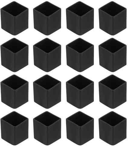 QUARKZMAN 26Pcs Embouts de Pieds de Chaise Carrés en PVC, 20mm x 20mm OD, Capuchons de Protection de Pieds de Meubles Noirs pour Table, Couvre-Pieds de Sol pour Table de Patio