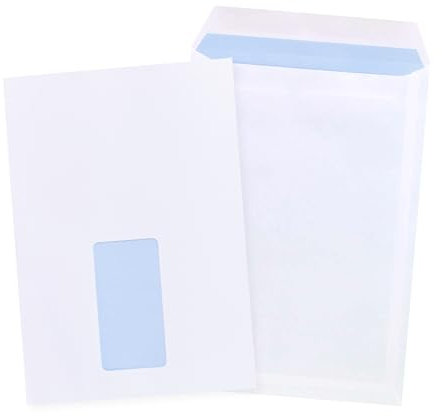 GP Globe Packaging 50 x C5 A5 White Window Self Seal Paper Envelopes (Size: 229x164mm) - Printer Safe & Fully Opaque - Security Mailing Envelopes for Home, Office & Business Use