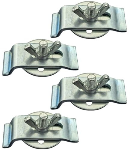 Lot de 4 clips d'évier encastrables de 5 x 2 cm en acier inoxydable - Clips de fixation pour lavabo de cuisine et salle de bain (fond rond)