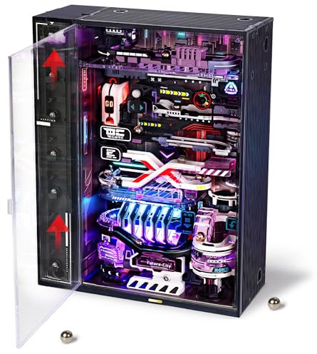 ROKR Marble Run 3D Plastic Puzzle The Future City Model Kits For Adults To Build Cyberpunk Steampunk Gaming Desk Setup Gift Idea-Parallel World MR02S