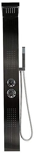 3 Funzioni Colonna Doccia Set con per Bagno Inox Sistema Set Doccia con Soffione Fisso,Massaggi,Doccetta e Bocca Vasca-15 * 47 * 130 cm (nero)
