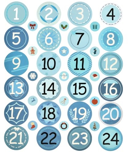 Adventskalender Aufkleber Zahlen, Adventskalender Sticker 1-24, Aufkleber Adventskalender Zahlen, Adventskalender Zahlen, für Adventskalender Basteln und Befüllen