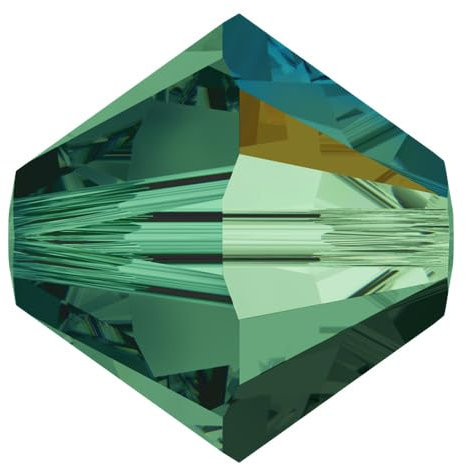 15 cristales originales Swarovski Elements, bicono, 3 mm, 5301-5328 205, verde esmeralda