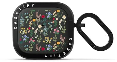CASETiFY Bounce AirPods (4. Generation) Hülle mit Ring, Militärqualität, Falltest, 2 m Fallschutz, kratzfest, Frühlingsbotanicals, Anthrazit