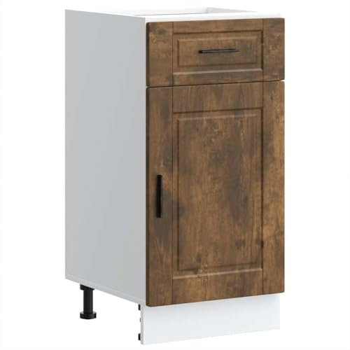 vidaXL porto smoked oak kitchen base cabinet-engineered wood, adjustable feet, storage solution-40x46x81.5 cm