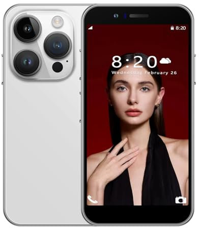 Unlocked 4G Mini Mobile Phone 3.0'' HD Small Screen,Android 10.0,Dual SIM Dual Camera,Face Unlock Student Pocket Cellphone (White)