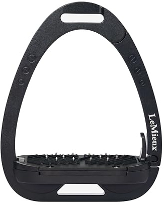 LeMieux Vector Balance - Estribo - Nueva generación - Brazo articulado con resorte - Plantilla ergonómica inclinada de 5° - Negro