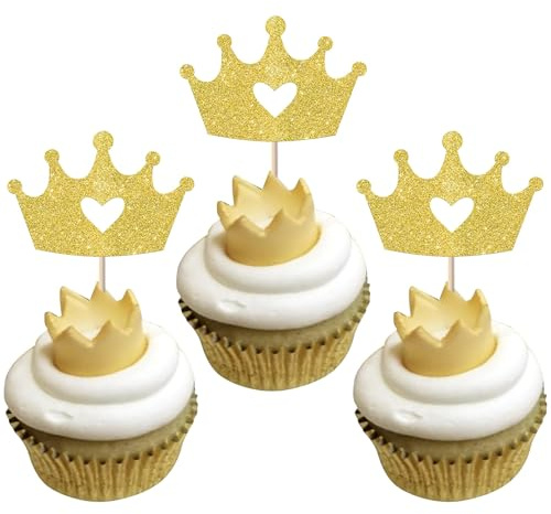 Xsstarmi 24 Stück Krone Tortendeko Prinzessin Geburtstag Kuchen Deko Gold Krone Kuchen Deko für Baby Dusche Prinzessin Thema Geburtstag Hochzeit Party Kuchen Dekoration