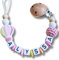 Lovely Personalisiertes Baby Geschenk, Mädchen/Junge, Schnullerkettchen mit Name, Schnullerband, verschiedene Farb-Varianten (Ballon-Rosa)
