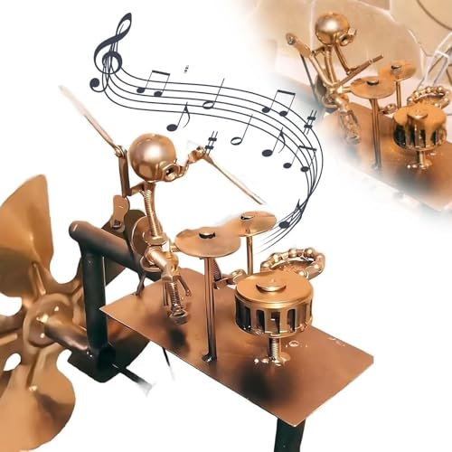 Metall Drummer Windmühle, Lustige Windspinner für Hof und Garten - Schlagzeuger Windrad Garten,Outdoor Pinwheels Wind Drummer Statue Hofdekoration,78 cm Art Skulptur Wind Spinner Kinetisch Wetterfahne