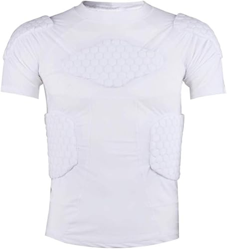 Gepolsterte Kompressionsshirts Für Herren, 6 Polster On Top Verstärken Sie Den Schutz Und Reduzieren Sie Schäden Für Fußball Basketball Paintball Rugby Parkour Übung, L
