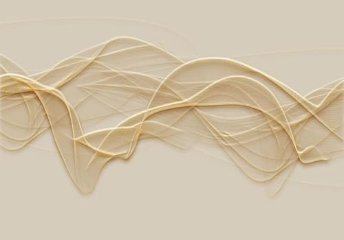 CLVIUJLBKLKSDD Papier Peint Panoramique 3d Beige Relief Ruban 200cmx140cm | Tapisserie Murales Abstraite Géométrique Doux Lignes courbes Salon Chambre Adulte Enfant Zen Lavable Mural