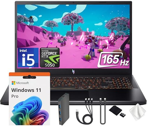acer Nitro V 15.6 FHD IPS 165Hz Gaming Laptop, Intel Core i5-13420H, NVIDIA GeForce RTX 5050 8GB GDDR7, 64GB RAM, 3TB Storage (2TB SSD&1TB Docking), Backlight Keyboard, Wi-Fi 6, Win 11 Pro, Black