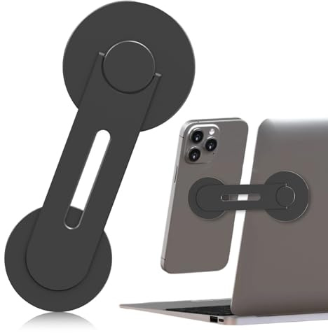 Peysaitr Magnetischer Laptop Handy Ständer, Zweiachsiger um 180° Verstellbarer Telefonseitenhalter für MacBook, Faltbarer Magnetischer Halterungsbügel für iPhone Tesla Monitor