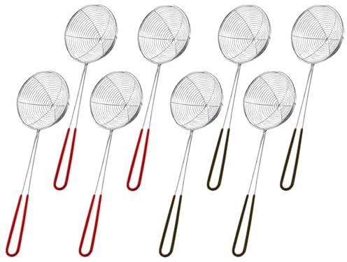Abiyou 8 Pièces Écumoire En Acier Inoxydable Avec Poignée,Acier Inoxydable Passoire à Fondue,Food Passoire Louche En Inox,Pour Viande,Légumes,Pâtes,Fruits De Mer (2 Couleurs)