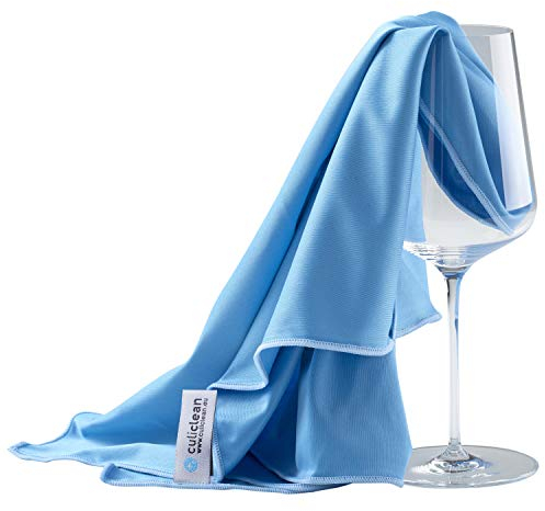 culiclean Bayeta Cristales Azul – Paños de Limpieza Profesional para Cristales, Espejos y Superficies Brillantes – Fabricado en Austria – 2 Paños de Microfibra 70x80cm Azul