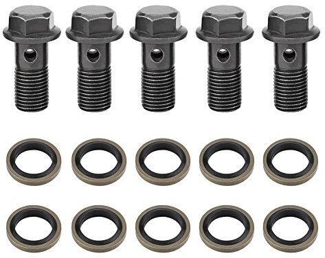 Boulon de frein banjo, 5 pièces boulons et rondelles de moto banjo pour étrier de frein maître-cylindre boulons d'embrayage de frein(M10 x 1.25mm)