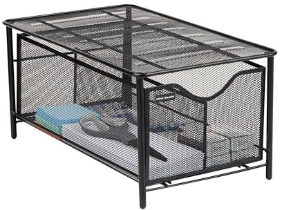 Mind Reader CABASKDR-BLK Black Metal Mesh Storage Basket Drawer