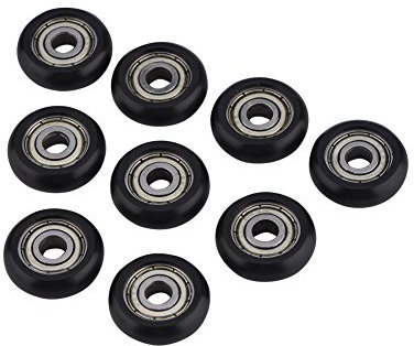Richer-R 9pcs 3D-Drucker Riemenscheibe, Aluminium Openbuilds Kunststoff Rillenkugellager Riemenscheibe,Große Ersatzteile Runde Räder 9 Stück Packung für 3D-Drucker Schwarz