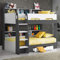Happy Beds Wooden Bunk Bed with Underbed Storage Drawer, Orion Grey and White Wood Modern Twin Sleeper - 3ft Single (90 x 190 cm) with 2 x Spring Mattresses Included