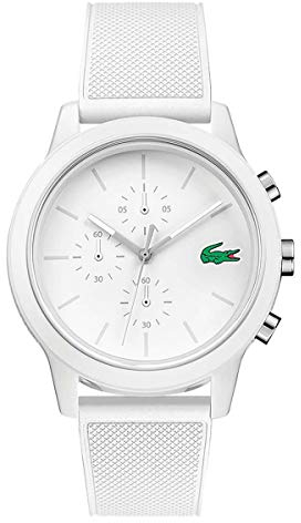 Lacoste Chronograph Quarz Uhr für Herren Kollektion LACOSTE.12.12 mit Weisses Silikonarmband - 2010974