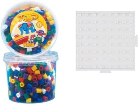 Happy Price Toys MAXI Perlen Vollton Mix 600 Perlen in Dose 8570 + 1 Hama Stiftplatte im Set