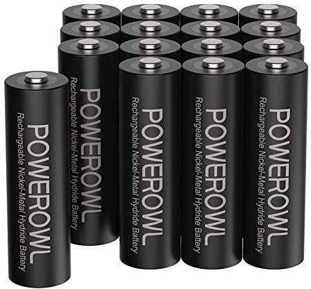 POWEROWL AA Rechargeable Batteries, 2800mAh High Capacity Batteries NiMH Low Self Discharge, Pack of 16