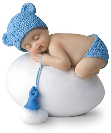 Mopec Y944.3 Babykuchenfigur zur Taufe, Harz, blau, 7,5x8cm