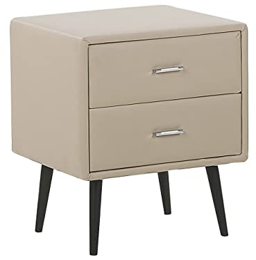 Nachttisch mit 2 Schubladen Kunstleder beige Glamour Look Essonne