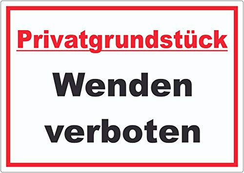 Privatgrundstück Wenden verboten Text Aufkleber A3 (297x420mm)