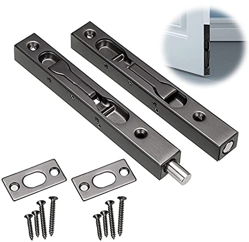 2pcs Edelstahl Tür Sicherheitsriegel Verdeckte Türsicherung Tor Latch Bolt 6 Inch Schieberiegel Schloss Latch Bolt Türriegel Riegelschloss mit Schrauben Sicherheitsriegel Einbruchschutz Türsicherung
