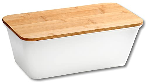 Kesper | Brotbox, Material: Kunststoff, Bambus, Maße: B: 35 x H: 13,5 x T: 20 cm, Farbe: Weiß, Braun | 58490