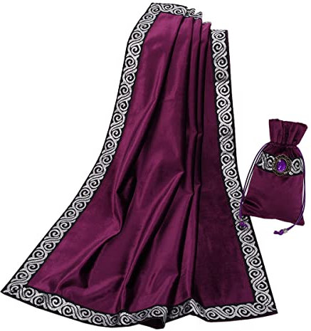 BLESSUME Tarot-Tischdecke, Wahrsagung, Wicca, Samt, Altartuch mit Tarotbeutel