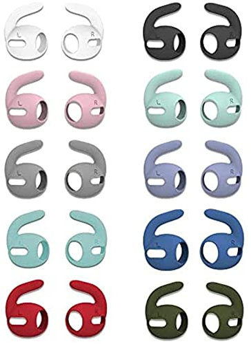 BLLQ AirPod Pro Ear Hooks Earbuds Anti Silp Covers Silicone Earhooks Earbuds Skin Gels Cover Compatible with AirPods Pro,10 Colors 10 Pairs Hooks