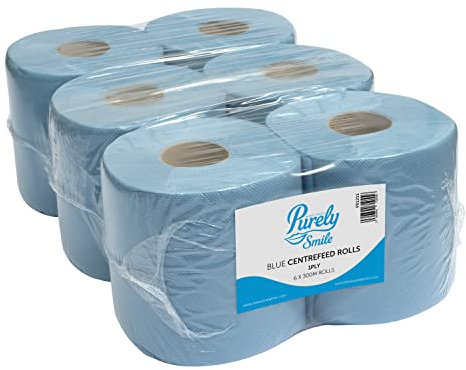 Blake & White Purely Smile Lot de 6 rouleaux à dévidage central Bleu 300 m